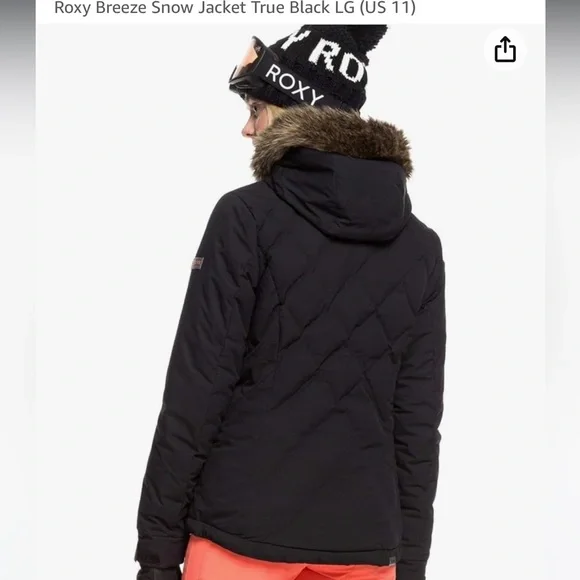 Roxy Breeze Snow Jacket True Black/ Melon XG (US 14) DryFlight NWOT - Picture 6 of 8